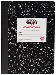 school smart hard cover composition book, unruled, 9-3/4 x 7-1/2 inches, 100 sheets