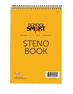 school smart gregg ruled steno notebook, 6 x 9 in, 80 sheets, white