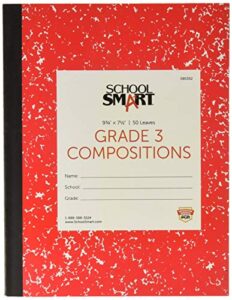 school smart skip-a-line composition books - grade 3, 50 sheets, red