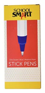 school smart medium point round stick pen - pack of 12 - blue