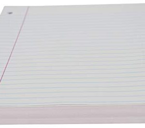 School Smart - 85285 3-Hole Punched Filler Paper w/ Red Margin, 8 x 10-1/2 Inches, Wide Ruled, 200 Sheets,White