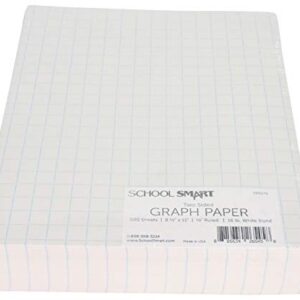 School Smart Double Sided Graph Paper, 8-1/2 x 11 Inches, 1/2 Inch Rule, White, Pack of 500 - 085279