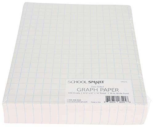 School Smart Double Sided Graph Paper, 8-1/2 x 11 Inches, 1/2 Inch Rule, White, Pack of 500 - 085279