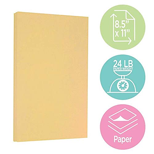 JAM PAPER Parchment 24lb Paper - 90 gsm - 8.5 x 11 - Antique Gold Recycled - 100 Sheets/Pack