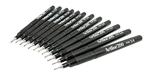 Artline 200 Fineliner Pen Water-based Ink 0.4mm Tip 0.4mm Line Black Ref A2001 [Pack of 12]