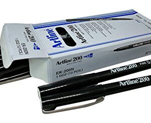 Artline 200 Fineliner Pen Water-based Ink 0.4mm Tip 0.4mm Line Black Ref A2001 [Pack of 12]