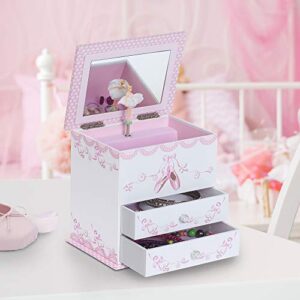 White Illustrated “Angel” Girl’s Musical Twirling Ballerina Ballet Shoes Jewelry Box by Mele & Co.