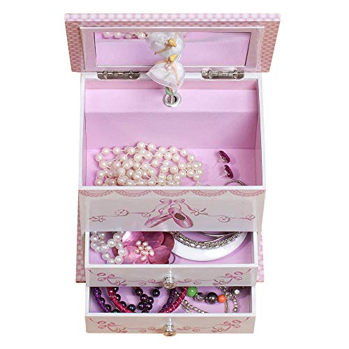 White Illustrated “Angel” Girl’s Musical Twirling Ballerina Ballet Shoes Jewelry Box by Mele & Co.