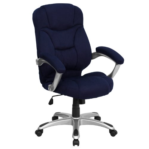 Flash Furniture Jessie High Back Navy Blue Microfiber Contemporary Executive Swivel Ergonomic Office Chair with Arms