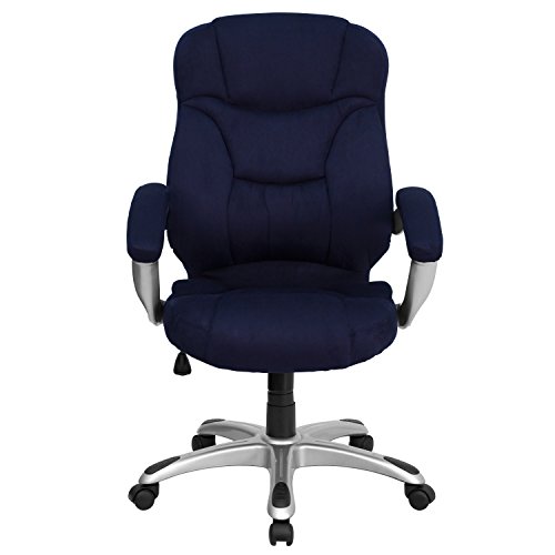 Flash Furniture Jessie High Back Navy Blue Microfiber Contemporary Executive Swivel Ergonomic Office Chair with Arms