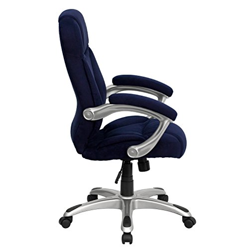 Flash Furniture Jessie High Back Navy Blue Microfiber Contemporary Executive Swivel Ergonomic Office Chair with Arms