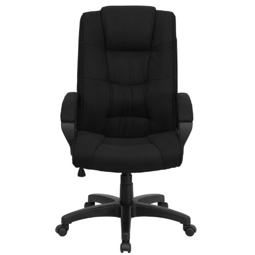 Flash Furniture Jessica High Back Black Fabric Executive Swivel Office Chair with Arms