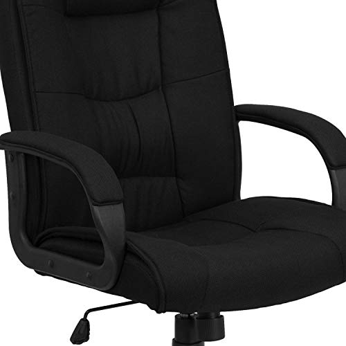 Flash Furniture Jessica High Back Black Fabric Executive Swivel Office Chair with Arms