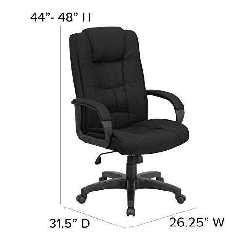 Flash Furniture Jessica High Back Black Fabric Executive Swivel Office Chair with Arms