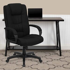 Flash Furniture Jessica High Back Black Fabric Executive Swivel Office Chair with Arms