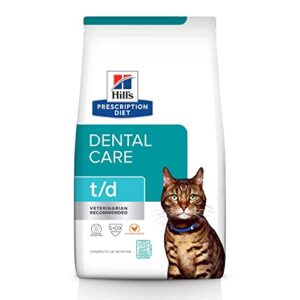 hill's prescription diet t/d dental care chicken flavor dry cat food, veterinary diet, 4 lb. bag