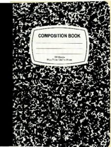 kchex composition book wide-ruled notebook with 100 sheets, black marble