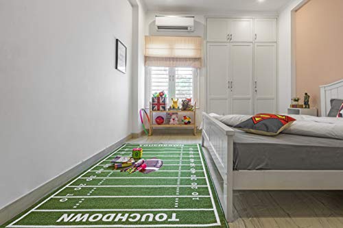 Furnish My Place 705 Solid Football 3'3"x5' Dalyn Rug, All Star Football Ground, Play Area Rug for Kids, Football Field Ground Rectangle, Anti Skid Rubber Backing, Green