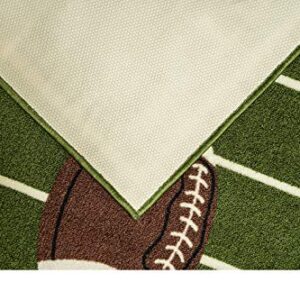 Furnish My Place 705 Solid Football 3'3"x5' Dalyn Rug, All Star Football Ground, Play Area Rug for Kids, Football Field Ground Rectangle, Anti Skid Rubber Backing, Green