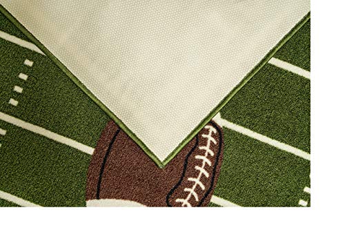 Furnish My Place 705 Solid Football 3'3"x5' Dalyn Rug, All Star Football Ground, Play Area Rug for Kids, Football Field Ground Rectangle, Anti Skid Rubber Backing, Green