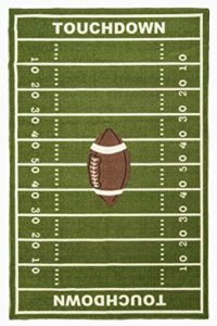 furnish my place 705 solid football 3'3"x5' dalyn rug, all star football ground, play area rug for kids, football field ground rectangle, anti skid rubber backing, green
