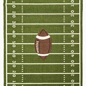 Furnish My Place 705 Solid Football 3'3"x5' Dalyn Rug, All Star Football Ground, Play Area Rug for Kids, Football Field Ground Rectangle, Anti Skid Rubber Backing, Green