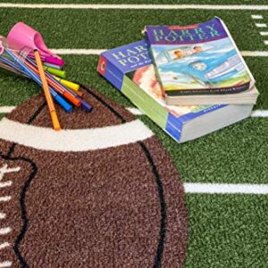 Furnish My Place 705 Solid Football 3'3"x5' Dalyn Rug, All Star Football Ground, Play Area Rug for Kids, Football Field Ground Rectangle, Anti Skid Rubber Backing, Green