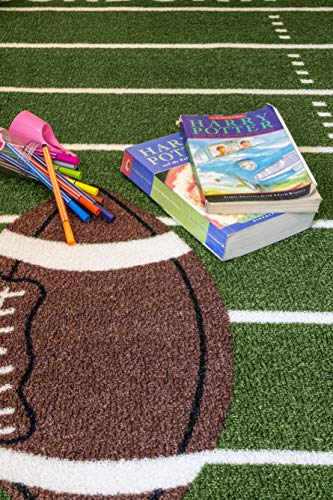 Furnish My Place 705 Solid Football 3'3"x5' Dalyn Rug, All Star Football Ground, Play Area Rug for Kids, Football Field Ground Rectangle, Anti Skid Rubber Backing, Green