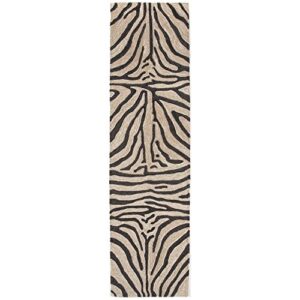 liora manne ravella zebra indoor/outdoor rug black 24"x8'