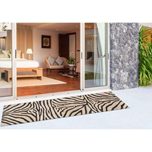 Liora Manne Ravella Zebra Indoor/Outdoor Rug Black 24"X8'