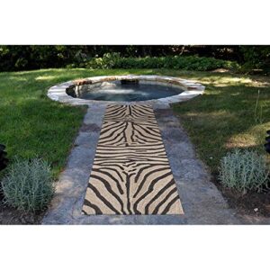 Liora Manne Ravella Zebra Indoor/Outdoor Rug Black 24"X8'