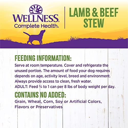 Wellness Thick & Chunky Natural Canned Dog Food, Lamb & Beef Stew, 12.5-Ounce Can (Pack of 12)