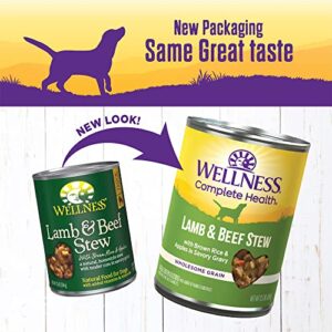 Wellness Thick & Chunky Natural Canned Dog Food, Lamb & Beef Stew, 12.5-Ounce Can (Pack of 12)