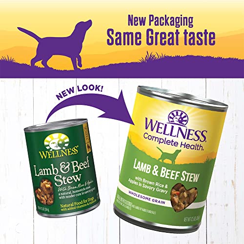 Wellness Thick & Chunky Natural Canned Dog Food, Lamb & Beef Stew, 12.5-Ounce Can (Pack of 12)