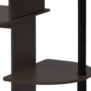 Furinno Compact Computer Desk with Shelves, Round Side, Espresso/Black