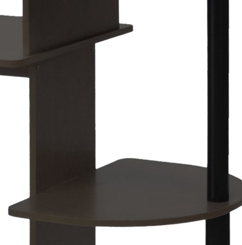 Furinno Compact Computer Desk with Shelves, Round Side, Espresso/Black