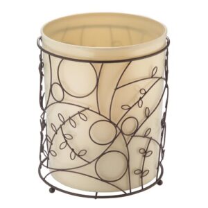 idesign twigz metal wire and plastic wastebasket trash can garbage can for bathroom, bedroom, home office, kitchen, patio, dorm, college, vanilla tan and bronze