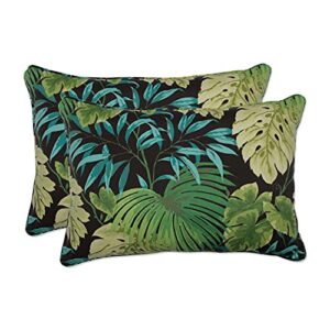 pillow perfect outdoor/indoor tropique peridot oversized lumbar pillows, 24.5" x 16.5", green, 2 count
