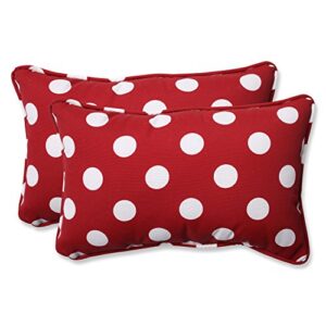 pillow perfect outdoor/indoor polka dot red lumbar pillows, 11.5" x 18.5", pack of 2