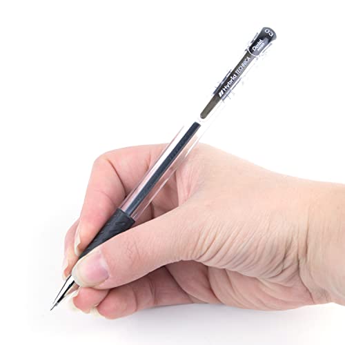 Pentel Arts Hybrid Technica 0.3 mm Pen, Ultra Fine Point, Black Ink, Box of 12 (KN103-A)