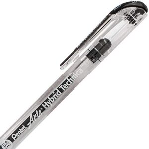 Pentel Arts Hybrid Technica 0.3 mm Pen, Ultra Fine Point, Black Ink, Box of 12 (KN103-A)