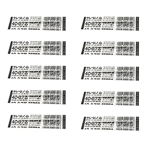 10pcs Zebra 4C-0.7 0.7mm Refill (Box Set) - Black Ink