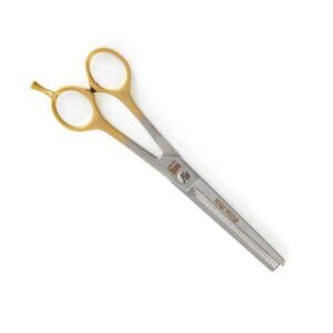 dubl duck stainless steel small pet ultra gold 46-tooth thinning shears with gold handles, 6-1/2-inch