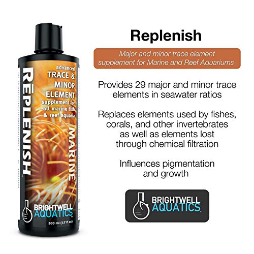 Brightwell Aquatics Replenish - Advanced Trace and Minor Element Supplement for Marine Fish and Reef Aquarium,250-ml