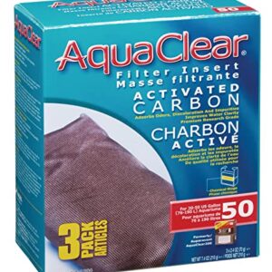 AquaClear Activated Carbon Filter Inserts, 3 Pack – Replacement Chemical Filter Media for 50 Gallon Tank