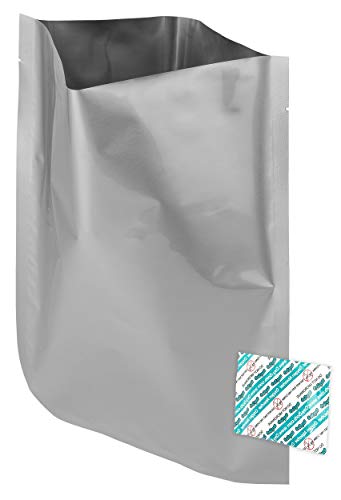 Dry-Packs 60 - 1 Gallon ShieldPro Mylar Bags (10"x14") & 60 - 300cc Oxygen Absorbers (In packs of 20) For Dried Dehydrated and Long Term Food Storage - Food Survival,Silver,MB10x14-300CC-60PK-OB