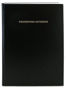 bookfactory engineering notebook - 96 pages (.25" engineering grid format), 8 7/8" x 11 1/4", engineering lab notebook, black cover, smyth sewn hardbound (epril-096-lgs-lkt4-r1)