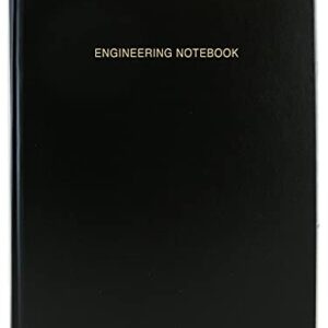 BookFactory Engineering Notebook - 96 Pages (.25" Engineering Grid Format), 8 7/8" x 11 1/4", Engineering Lab Notebook, Black Cover, Smyth Sewn Hardbound (EPRIL-096-LGS-LKT4-R1)