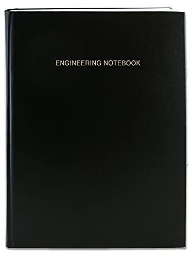 BookFactory Engineering Notebook - 96 Pages (.25" Engineering Grid Format), 8 7/8" x 11 1/4", Engineering Lab Notebook, Black Cover, Smyth Sewn Hardbound (EPRIL-096-LGS-LKT4-R1)