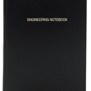 BookFactory Engineering Notebook - 96 Pages (.25" Engineering Grid Format), 8 7/8" x 11 1/4", Engineering Lab Notebook, Black Cover, Smyth Sewn Hardbound (EPRIL-096-LGS-LKT4-R1)